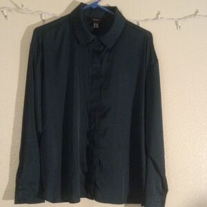 Elegant Dark Green Long Sleeve Shirt Pre-owned Size OX